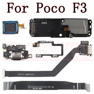 Bilashmart USB Charging Port Board Xiaomi Poco F3 M2012K11AG Bottom Earpiece Loudspeaker Power Volume SIM Reader Motherboard Flex Cable