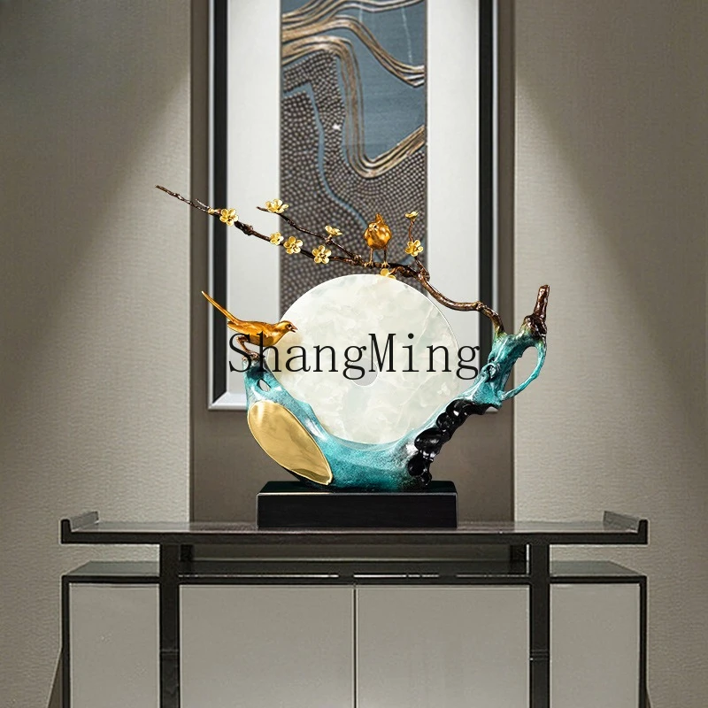 

SM bronze and gold years flower full moon magpie branch bird ornament living room porch Lamei simulation ornament