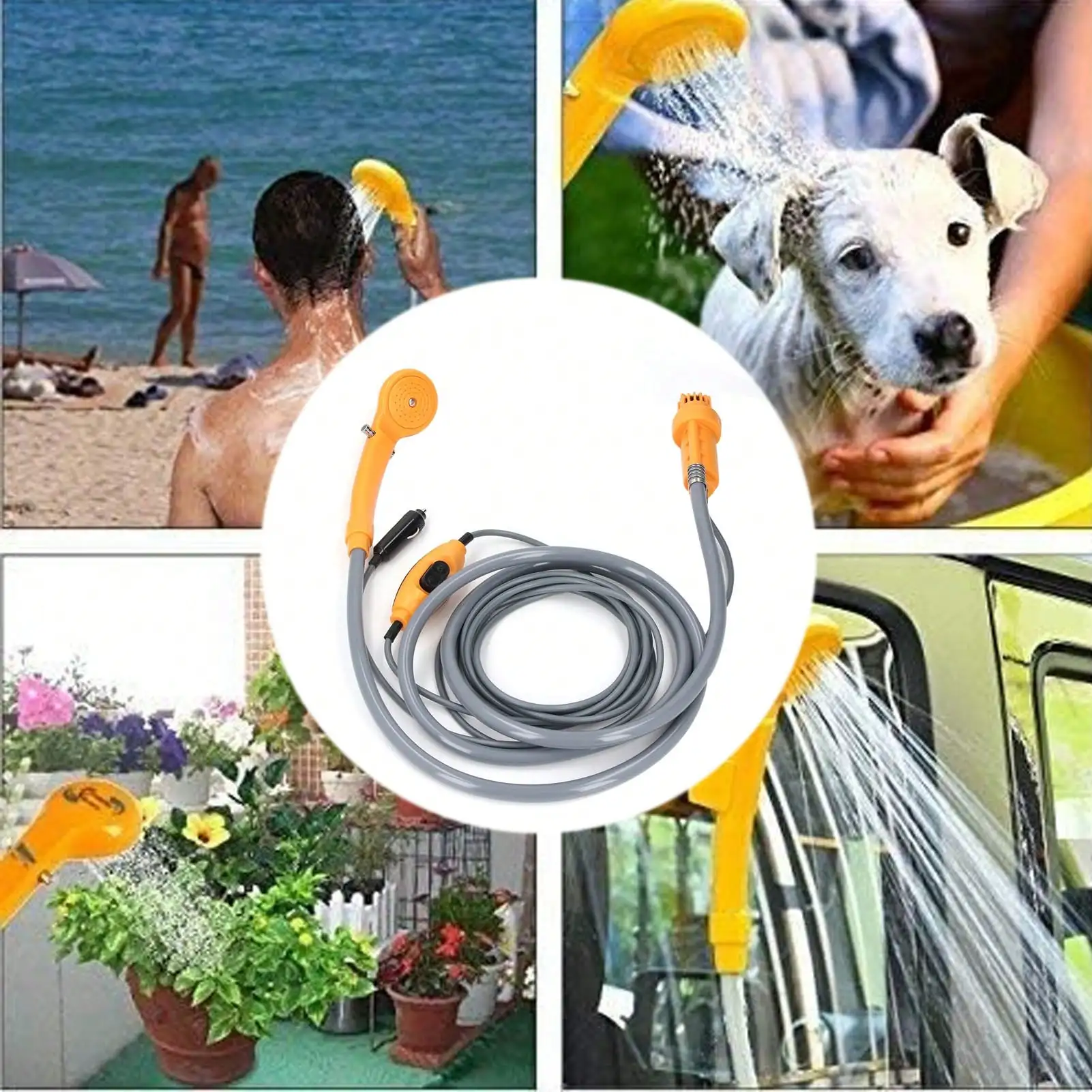 

Car Plug Shower Kit 36W Portable Electric Vehicle Mounted Shower Kit for Outdoor Camping Car Washing Irrigation Orange