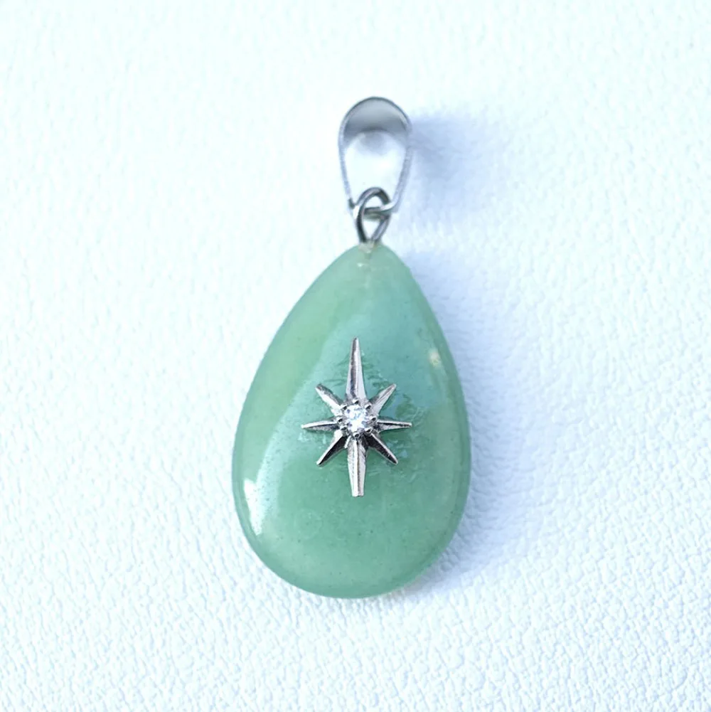 Wholesale 10pcs/lot Octagram Star Patch Charm Water Drop Natural Stone Starburst Pendants for Making Necklace Earrings Jewelry