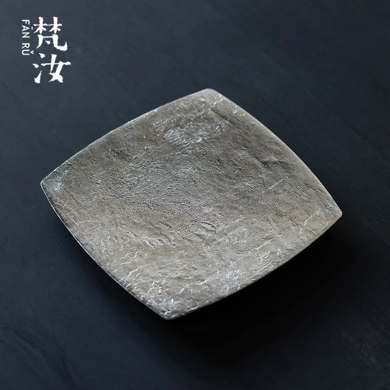 Intangible cultural heritage handmade lacquer sterling silver foil dry brewing tray high-grade tea tray pot bearing household ku