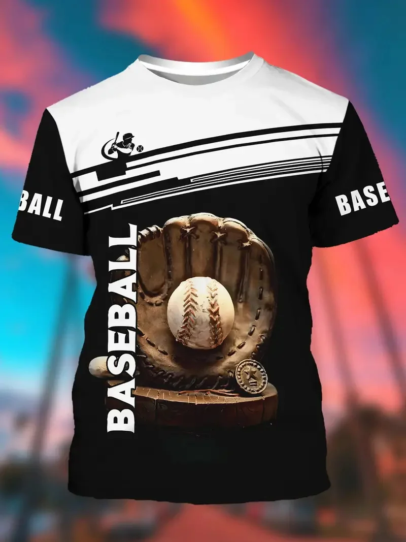 3D Print Men's Baseball Pattern Crew Neck T Shirt New In Short Sleeve Large Size Tee Shirts Tops Sports Outdoors Wear Tshirts