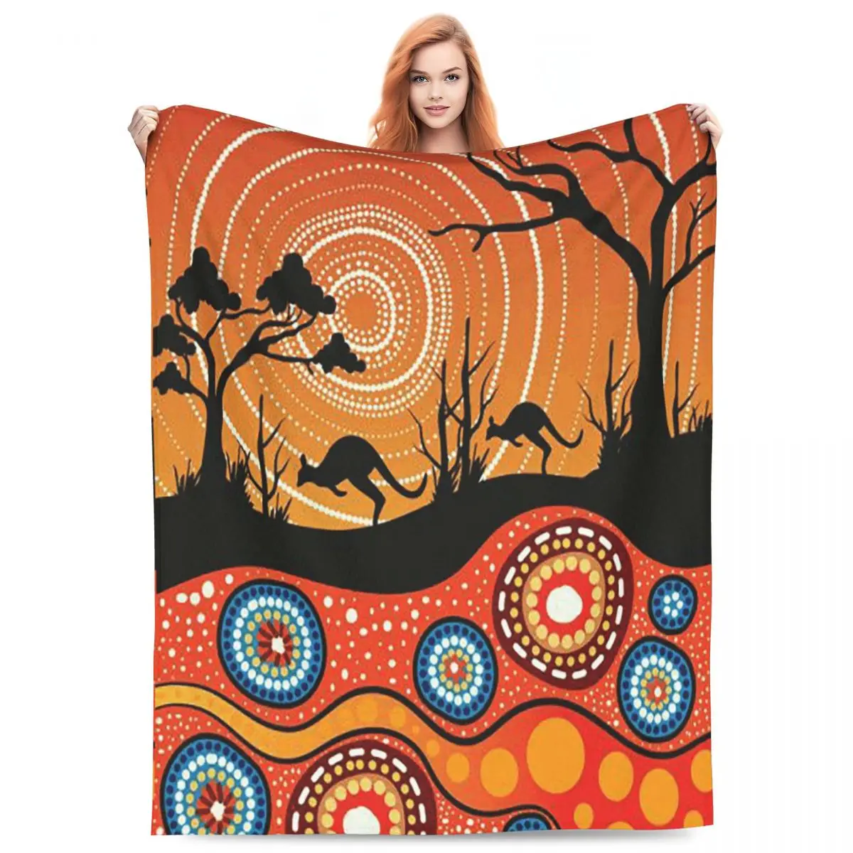 Aboriginal Kangaroo Blanket Flannel Sofa Throw Blanket Portable for Couch Bedding Office Throws Bedspread Quilt