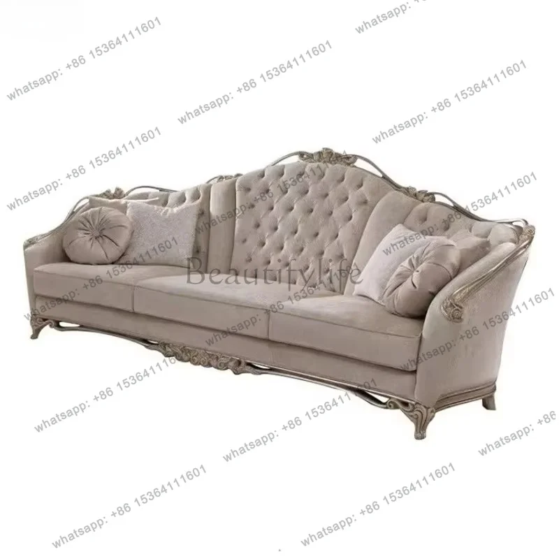PG  Palace Style Fabric Sofa Solid Wood Carved Living Room Neoclassical High-end Villa Luxury Furniture