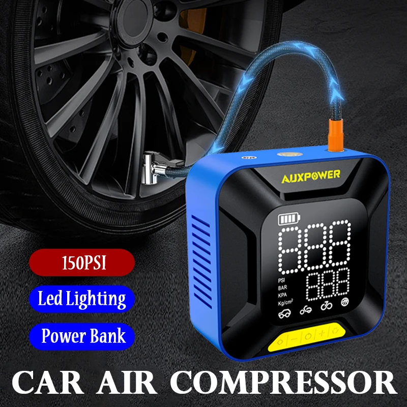 

7800 psi mAh портативный автомобильный воздушный компрессор, насос для шин с внешним аккумулятором и функцией освещения