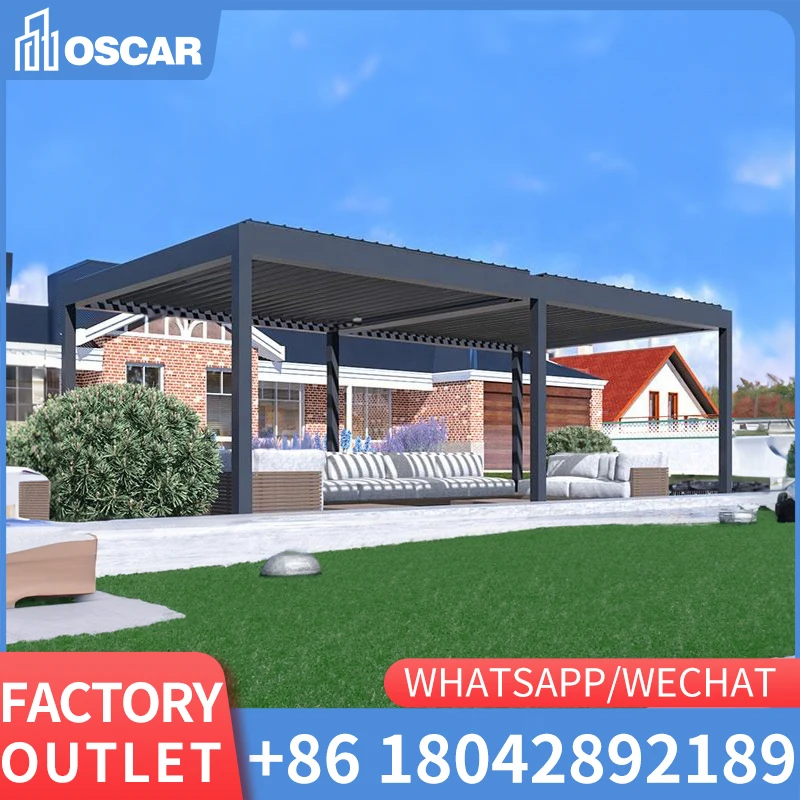 

Factory Wholesale High Quality Awning Patio 3x4 Patio Automatic Louver Roof Aluminum Electric Pergola PVC Pvc Coated Customized