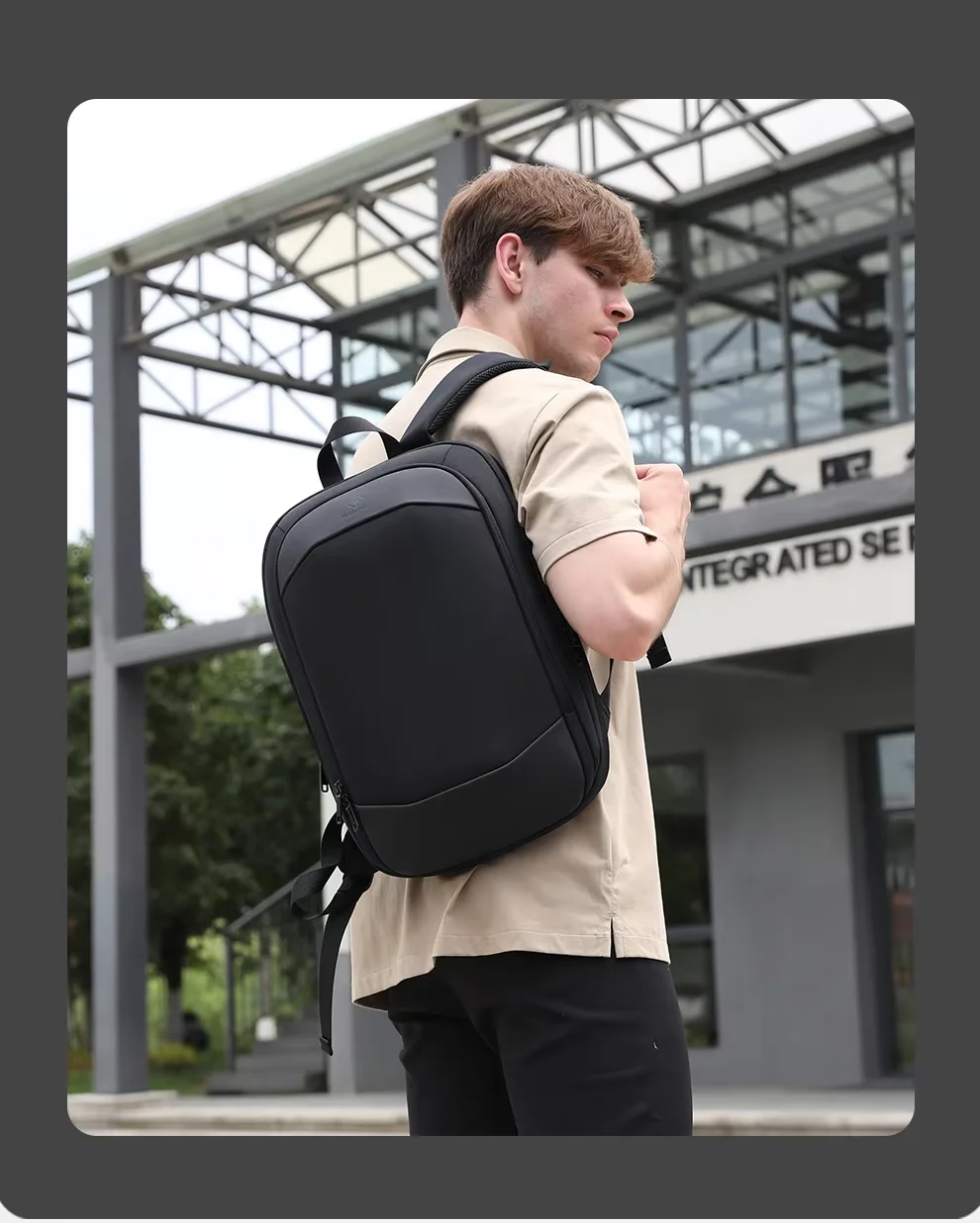 HK High-Quality Business Commuter Backpack Expandable Waterproof Laptop Backpack Men’s Large-Capacity Business Travel Backpack