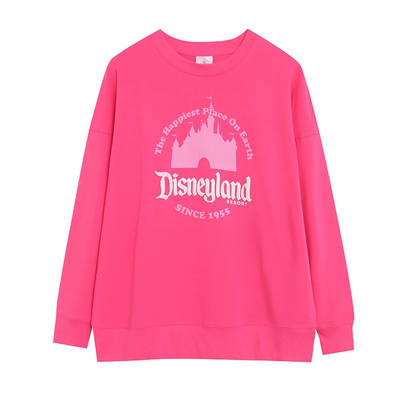 Anime Disneyland Cartoon Letters Bubble Offset Printed Long-sleeved Sweatshirt for Women Loose Soft Terry Casual Boys Sport Tops