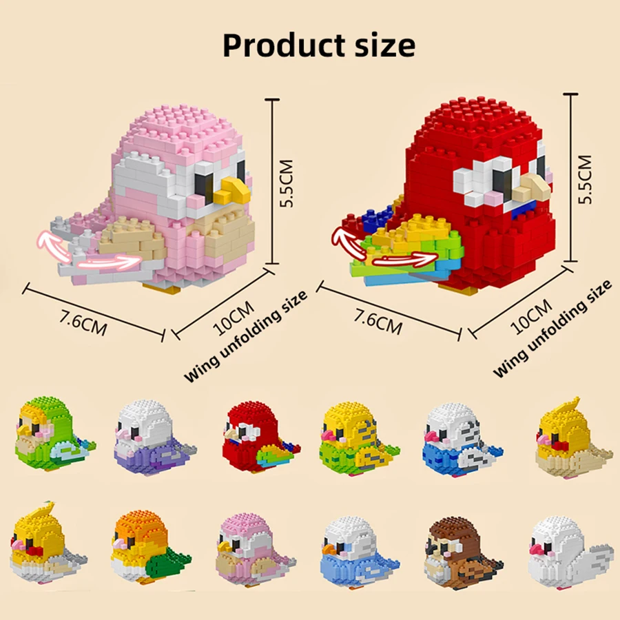 Creative DIY Cartoon Cute Birds, Parrots, Sparrows, Animal Building Blocks, Bird Assembly Model Toys, Home Decoration Gifts image 6