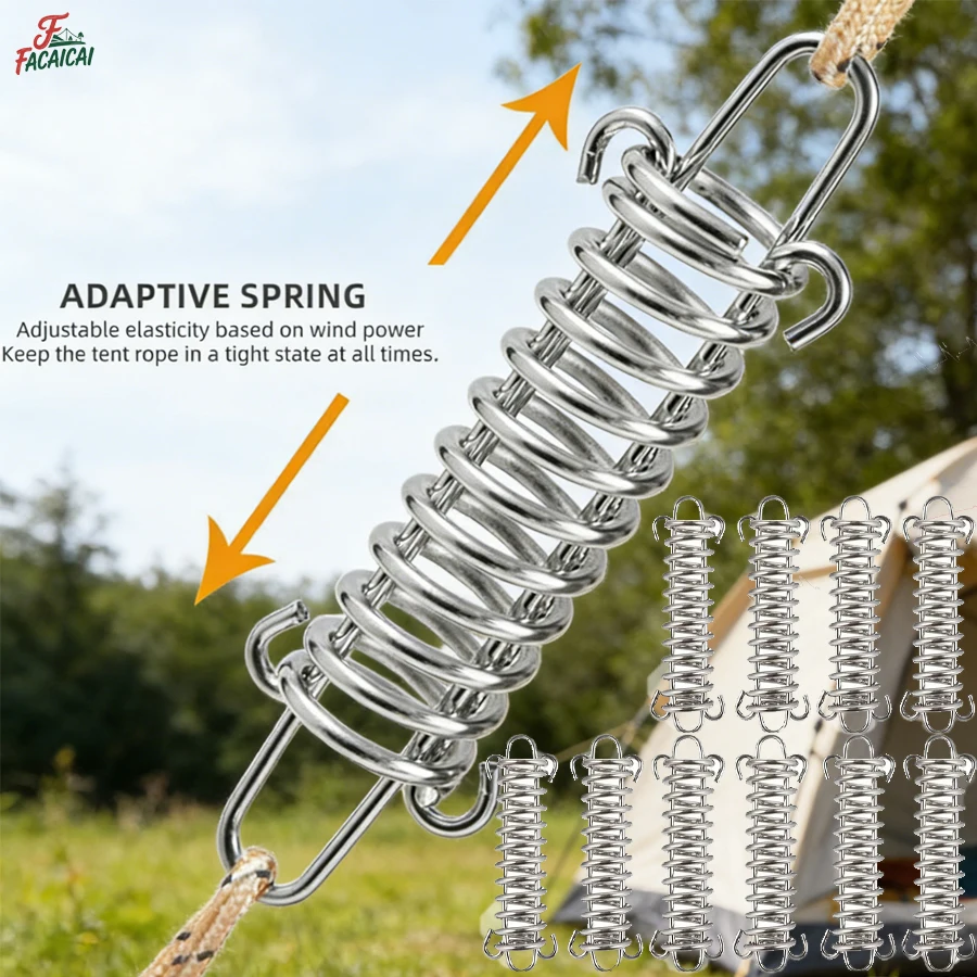 2/4/10Pieces Large Tension Tent Spring, Camping Beach Tents Rope Tensioners, Tightener Tightening Springs for Tarp Canopy Awning