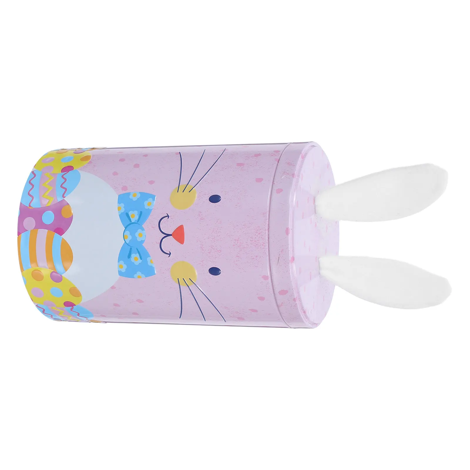 Easter Bunny Metal Candy Box Pink Round Storage Tin Cute Animal Cookie Jar for Kitchen Kids Room Snacks Sealed Candy Box view 5