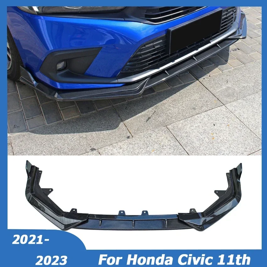 

For Honda Civic 2021 2022 2023 11th 4DR Sedan Front Bumper Lip Spoiler Side Splitter Body Kit Protection Guard Car Accessories