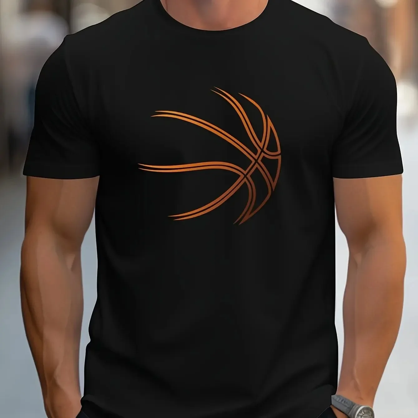 Neues Sommer-Herren-T-Shirt: Bequemes, Lässiges, Übergroßes Sportshirt mit Basketball-Muster und Rundhalsausschnitt