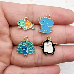 10pcs Cute Animal Charm for Jewelry Making Enamel Necklace Earring Keychain Pendant Diy Accessories Alloy Metal Gold Plated