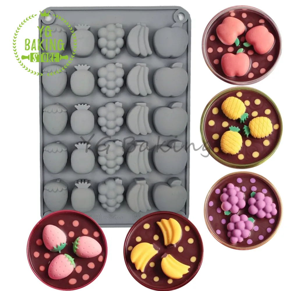 Dorica 3D Mini Fruit Grape/Banana Design Silicone Mousse Mold Chocolate Mould DIY Soap Candle Model Cake Decor Tools Bakeware