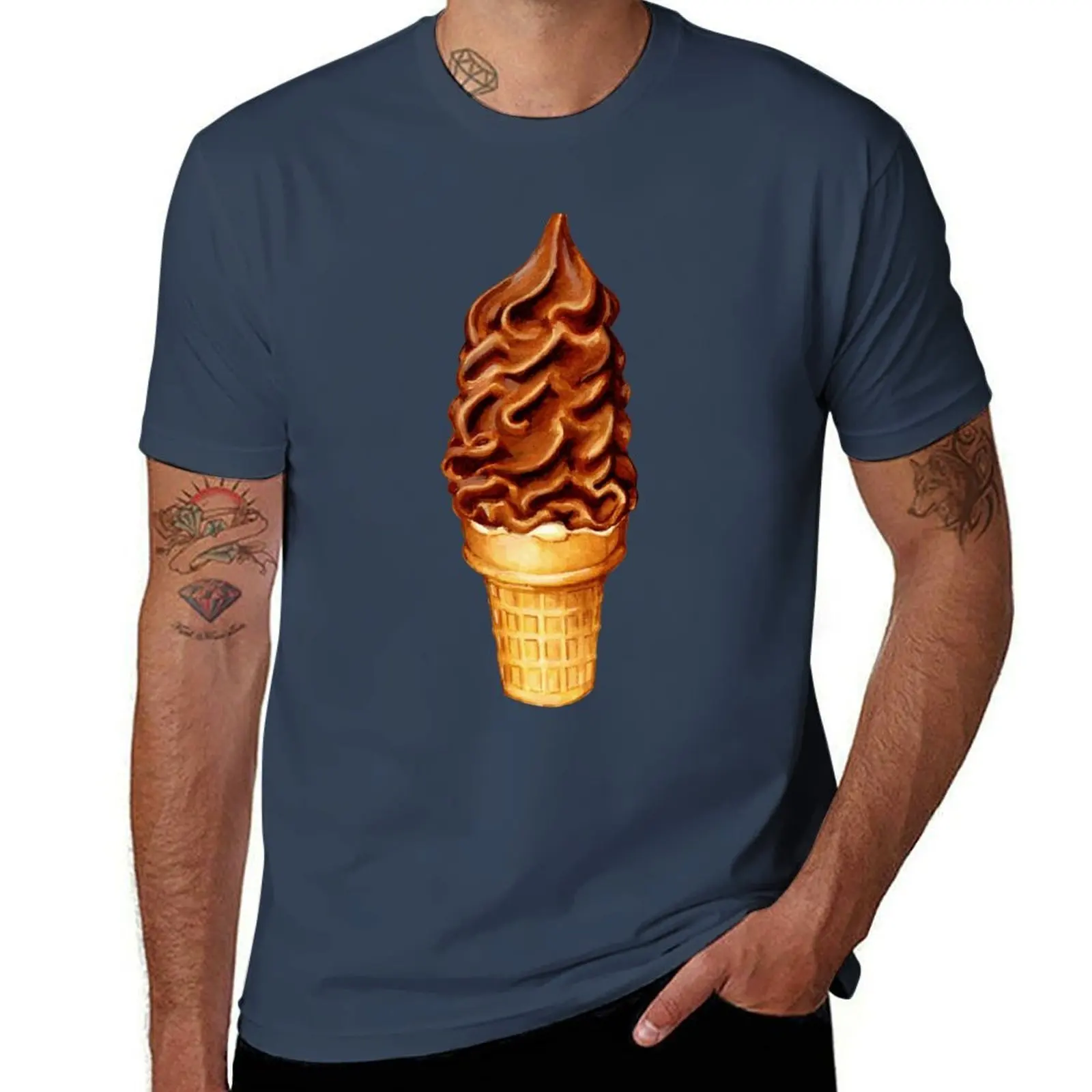 

Chocolate Dip Ice Cream Pattern T-Shirt printed t shirts for man t shirt men 100% cotton luxury brand T-Shirt