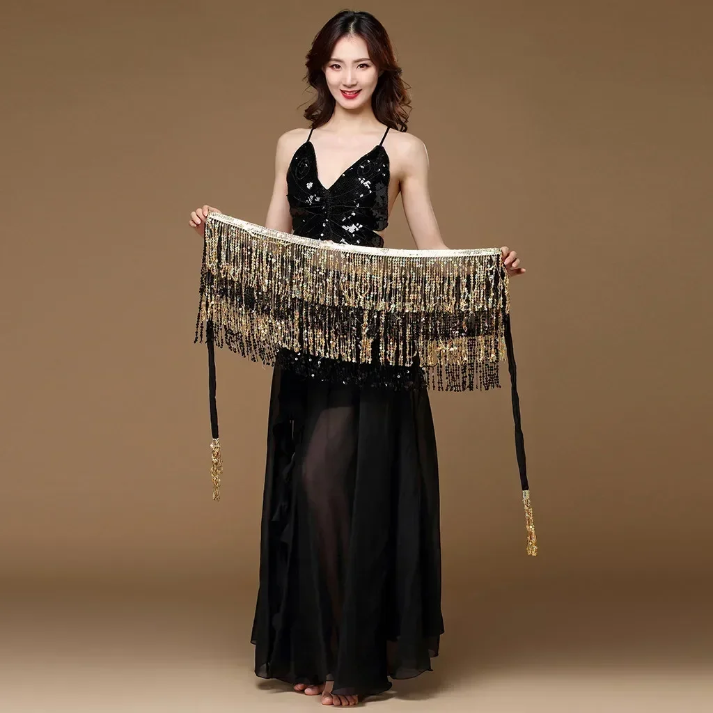 Sexy Belly Dancing Hip Scarf Wrap Belt Dancer Skirt Female Show Stage Costumes Sequins Tassels Thailand/India/Arab Dance Wear