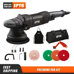 SPTA 5 Inch/125mm Dual Action Polierer Set Elektrische Polieren Maschine Puffer Waxer mit Reinigung Pinsel Schwamm Pads