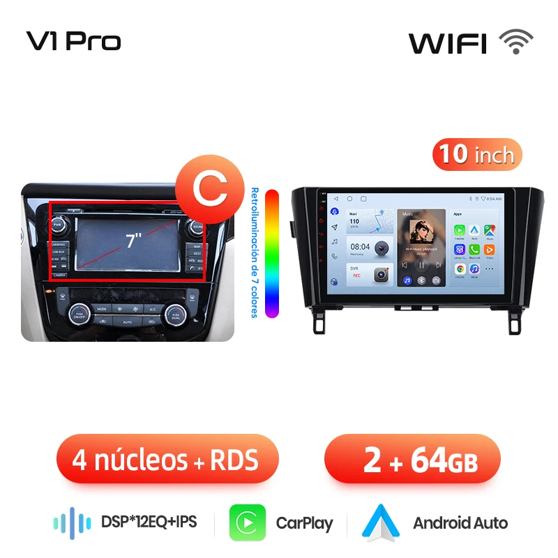 Junsun Radio VozAI voor Qashqai J11 X-Trail3 2013-2017 draadloze CarPlay AndroidAuto autoradio 2DIN met Bluetooth DAB+ GPS RDS