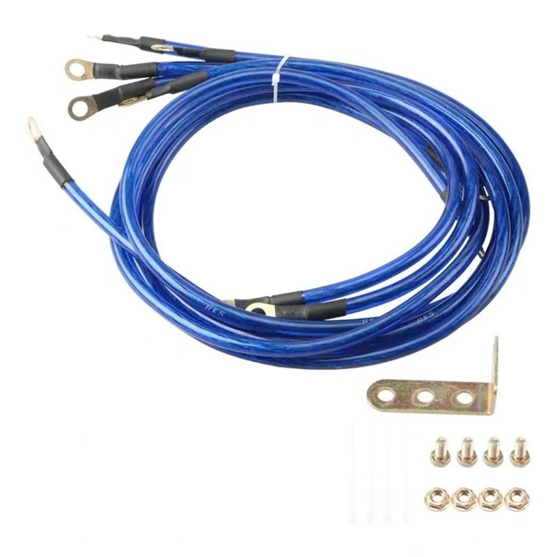 5-Punkt 0,6/0,8/1m Universal-Auto-Erdungskabel Auto-Booster-Starthilfe Erdungskabelsystem-Kit zur Leistungssteigerung für PKW SUV Auto – Detail 6