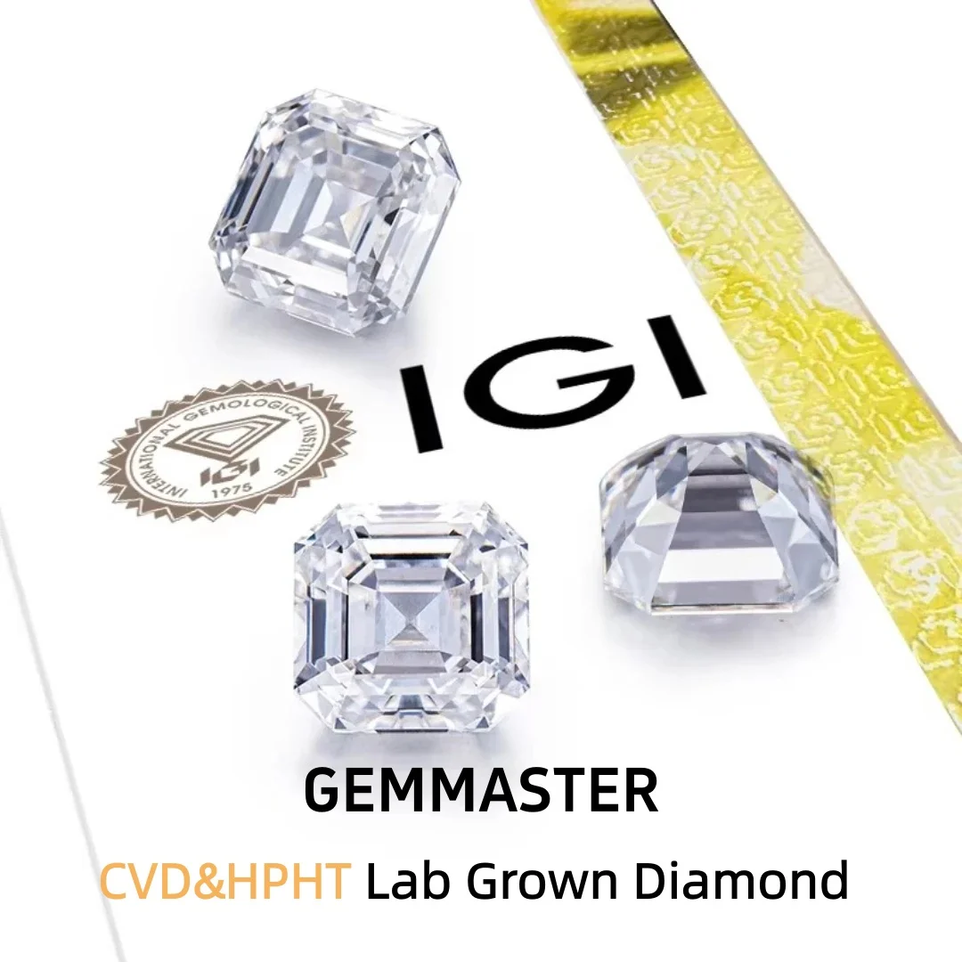 

Asscher Cut Lab Grown Diamond with IGI Certificate 1ct 2ct 3ct HPHT CVD for Jewelry Making