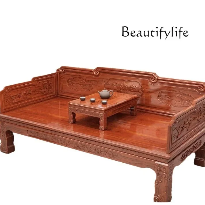 

New Chinese solid wood antique sofa Ming and Qing classical homestay log elm tiger foot carving