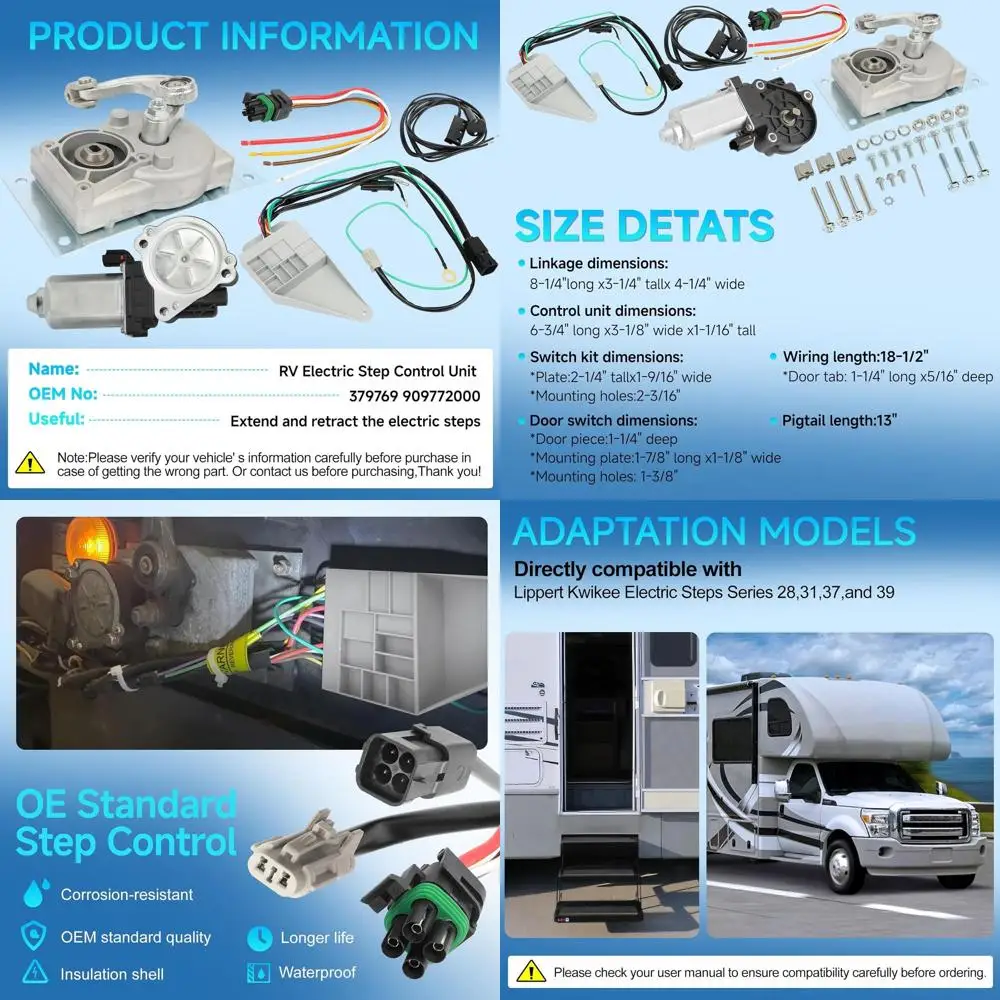 Kit de conversión de motor paso a paso RV para conexión B compatible con pasos de entrada Lippert Kwikee Series 28, 31, 37, 39, Motorhome Power Sta