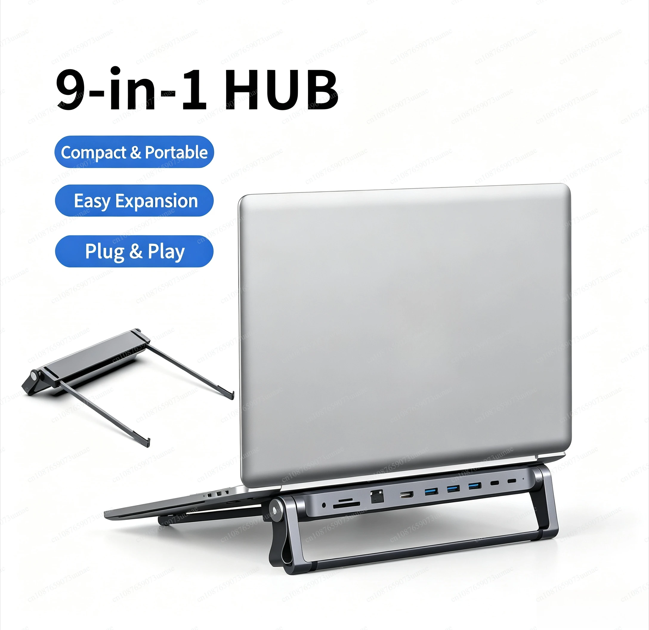 9‑In‑1 Premium Aluminum Alloy Laptop Folding Stand Height‑Riser Heat Dissipation Portable Notebook Support Bracket With