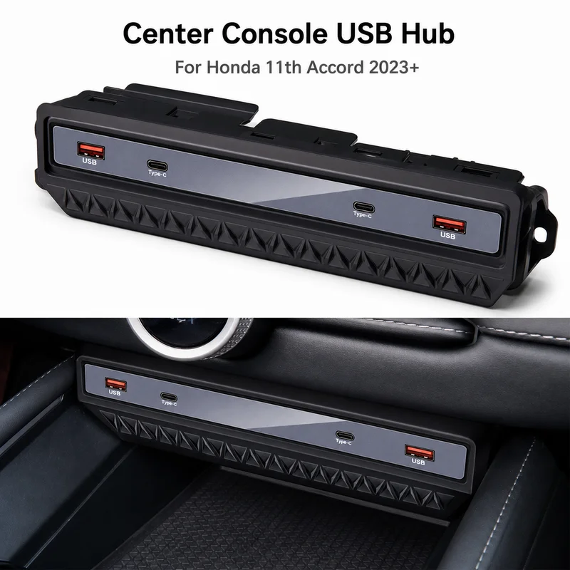 For 23 Honda 11th Gen Accord Inspire Center Console Dedicated Expansion Dock Car USB 3.0 Converter Fast Charger Hub