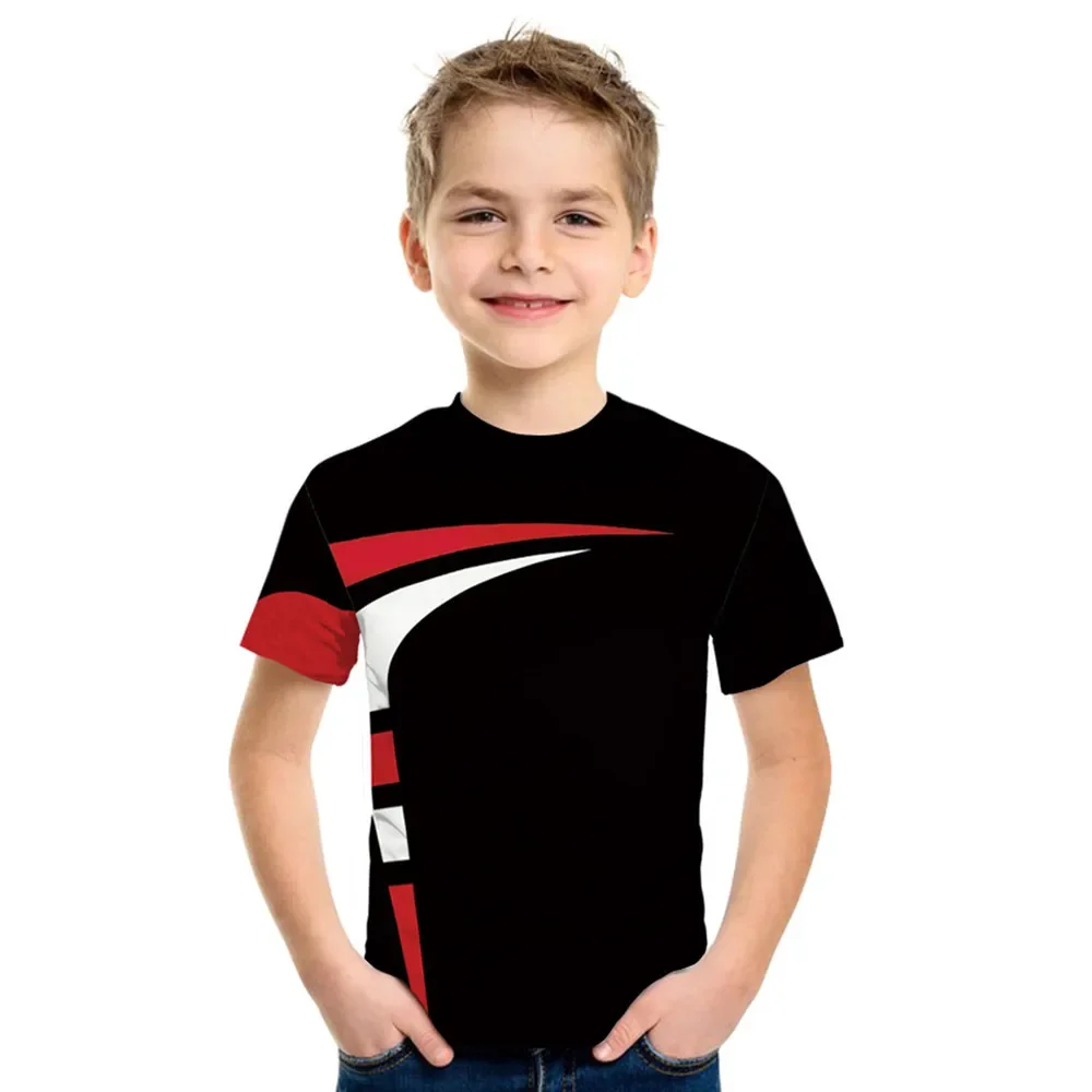 Camiseta con estampado geométrico en 3D para niño y niña, ropa deportiva informal, Tops de moda de verano