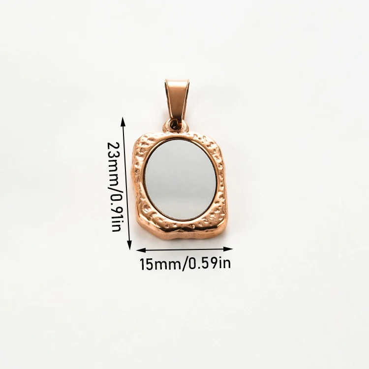 1Pc Rvs Vintage Spiegel Hanger Ketting Voor Vrouwen Meisjes Rechthoek Leeg Bar Charms Kettingen Choker Sieraden Geschenken