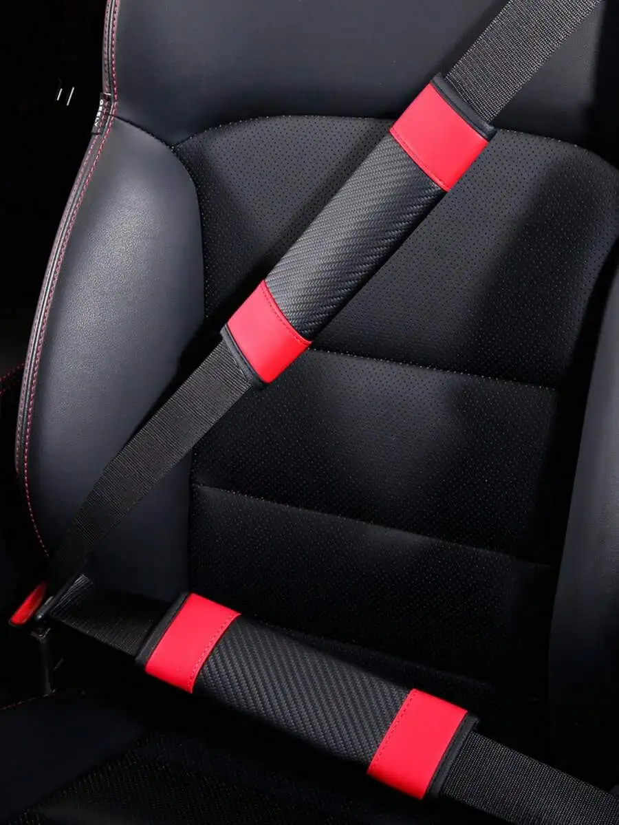 

PU Leather Car Seat Belt Cover Set For Sedan SUV Truck Universal Interior Accessories