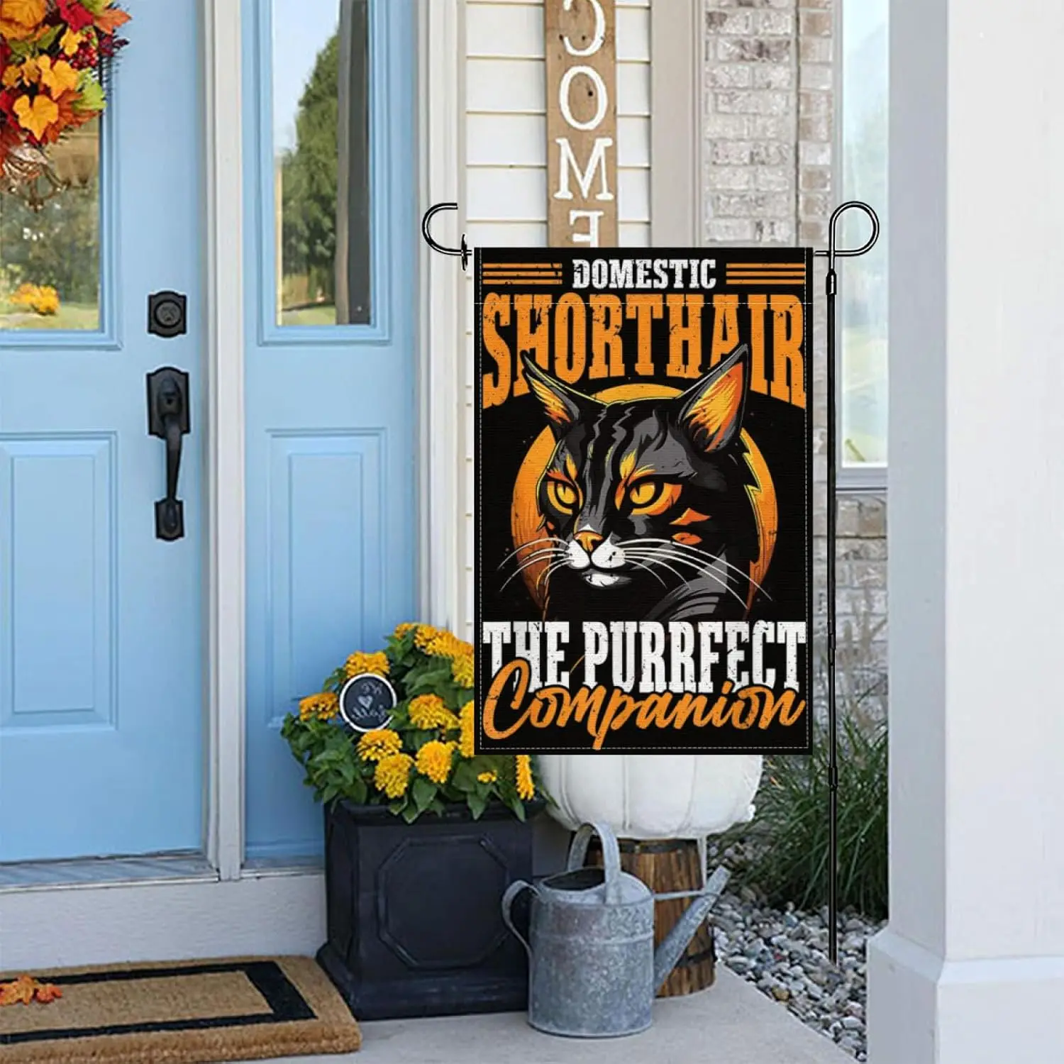 Domestic Shorthair Cat Garden Flag,12x18 Inch Perfect for Celebrating Holidays, Seasons, or Family Gatherings IIK AAL HHM WZ yyi