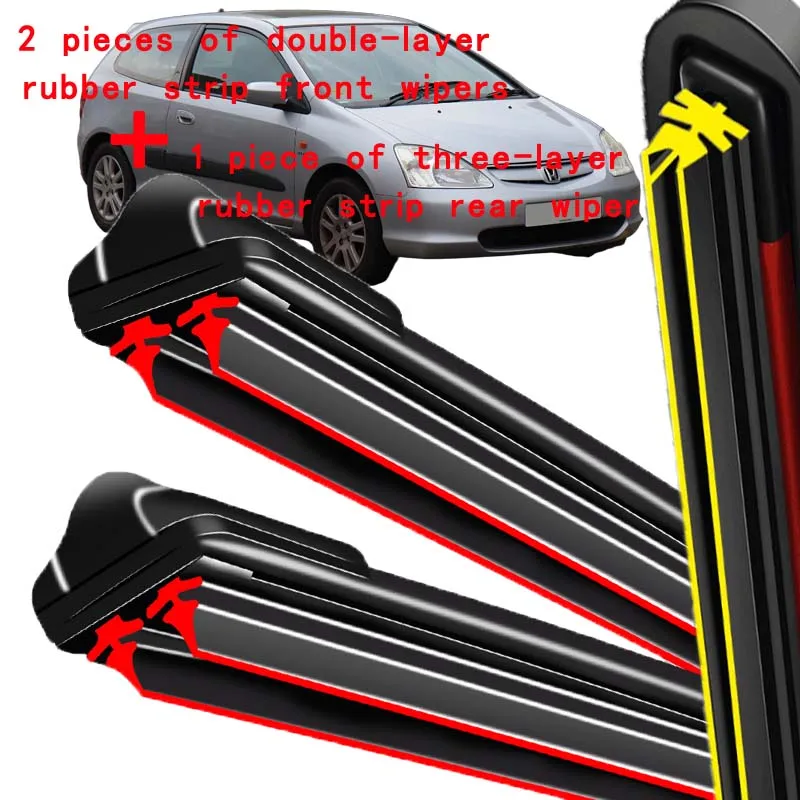 

For Honda Civic 7 2000-2006 2001 2002 2003 2004 2005 Wiper Front & Rear Wiper Blades Windshield Windscreen Window 24"+14"+12"