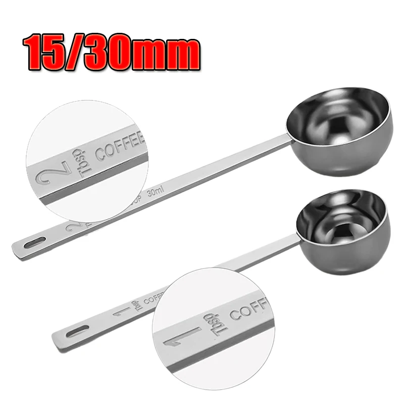 1Pc Fashion High Quality Durable Coffee Scoop Powder Spoon Thicken Stainless Steel Tablespoon Measuring Spoon 15/30ML