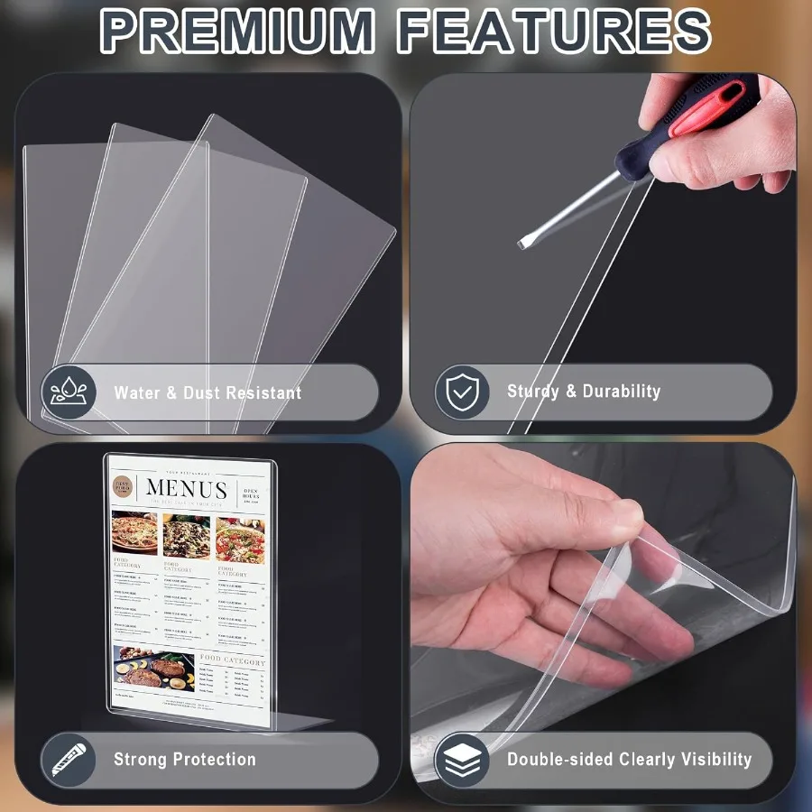 Protector de impresión rígida de 11 "x 17", fundas de plástico duro para impresiones, cubierta de menú, hoja resistente, protector de carteles, plástico transparente S, 5 uds.