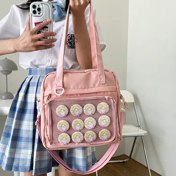 Japanese High School Teenage Girls Shoulder Bag Large-capacity Transparent Itabag Women Nylon JK Bag Crossbody Bags Women Itabag