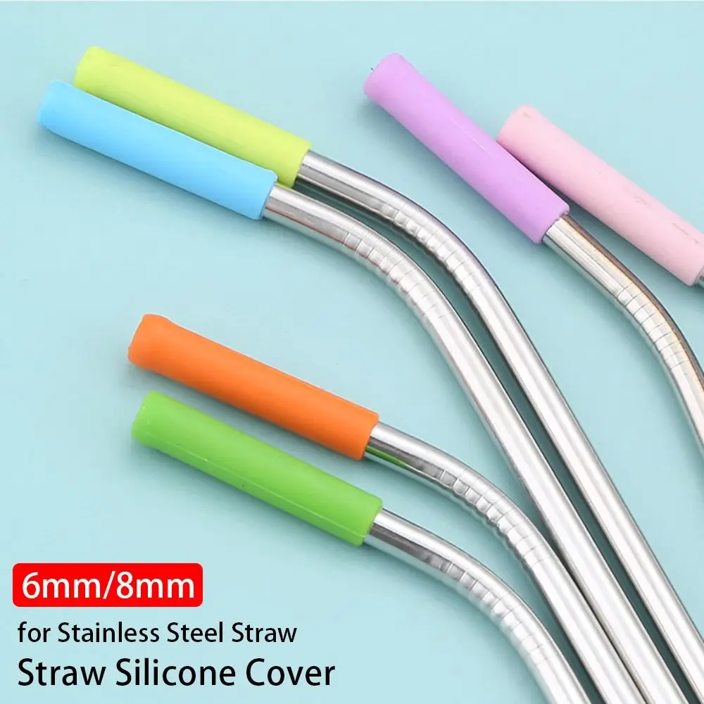 4Pcs 6mm 8mm Anti-scalding Suction Tip Straw Tip Cover Straw Silicone Tip Straw Cap Protective Cover