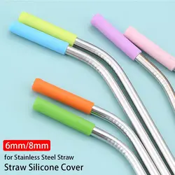 4Pcs 6mm 8mm Anti-scalding Suction Tip Straw Tip Cover Straw Silicone Tip Straw Cap Protective Cover