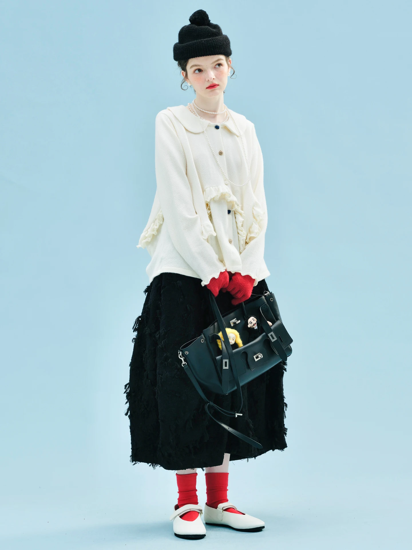 

Women's Creamy White Crew Neck Lace-Trimmed Cardigan Elegant and Delicate Suitable for Daily Commute Sweet and Charming 255244