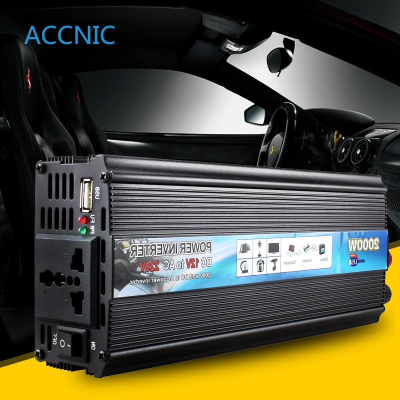 

New Car Voltage Power Inverter Modified Sine Wave Inverter with USB Charger DC 12V To AC 220V 1000W 2000W Car Voltage Converter