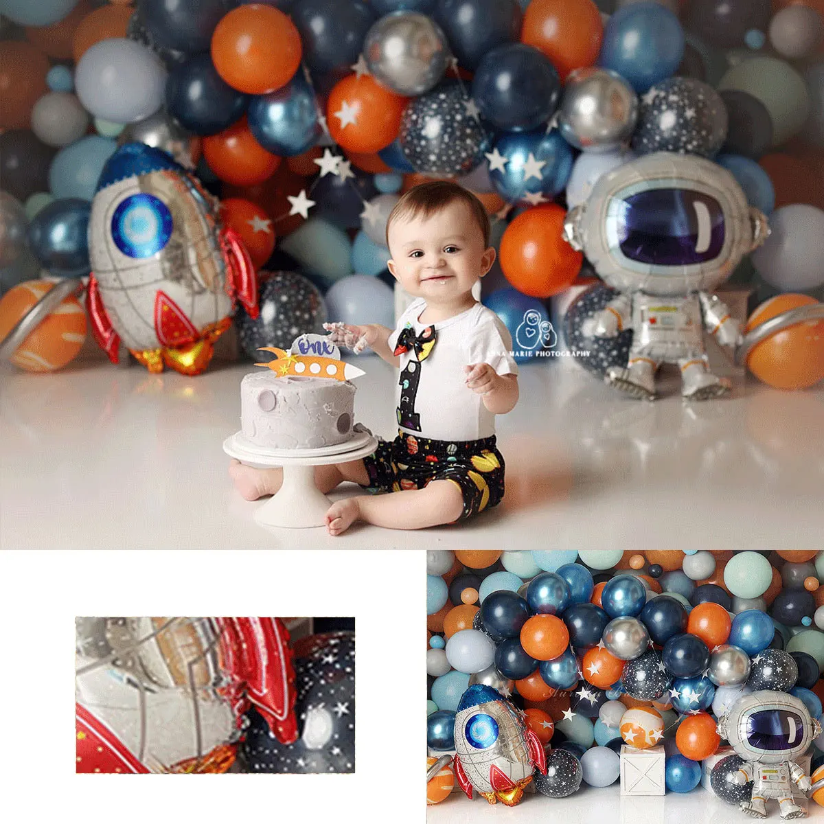 

Rocket and Astronaut Photography Backdrop Balloon Arch Kids Baby Cake Smash Photocall Decor Child Boys Birthday Backgrounds