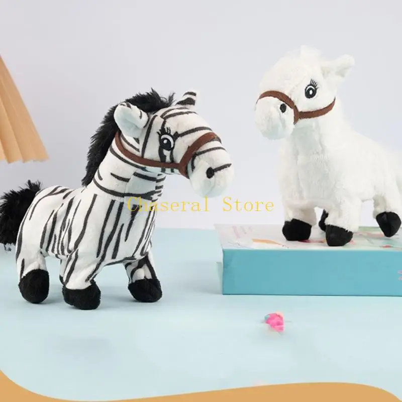 E7CE Simulation Electric Horse Plush Toy Interactive With Walking Calling Rechargeable Battery Operated Stuffed Animals