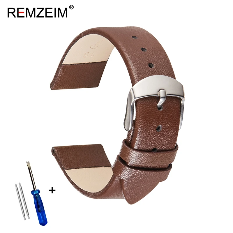 Ultradünnes, weiches Echtleder-Uhrenarmband, 14 mm, 16 mm, 18 mm, 20 mm, 22 mm, Weiß, Schwarz, Rosa, Braun, Lederarmband – Detail 11
