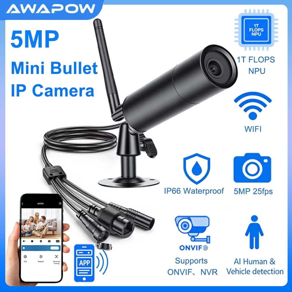 ミニバレットカメラ-5mp-poe-onvif-ip-カメラ-ip66-屋外ブラックライトレベルスターライトセキュリティ監視-p2p-hd-ビデオレコーダー