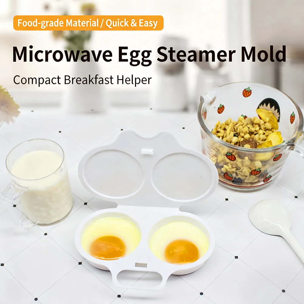 Microwave Egg Poacher Reusable Microwave Eggs Steamer 2 Cavity Nonstick Poached Egg Maker with Lid Egg Mold Kitchen Gadgets