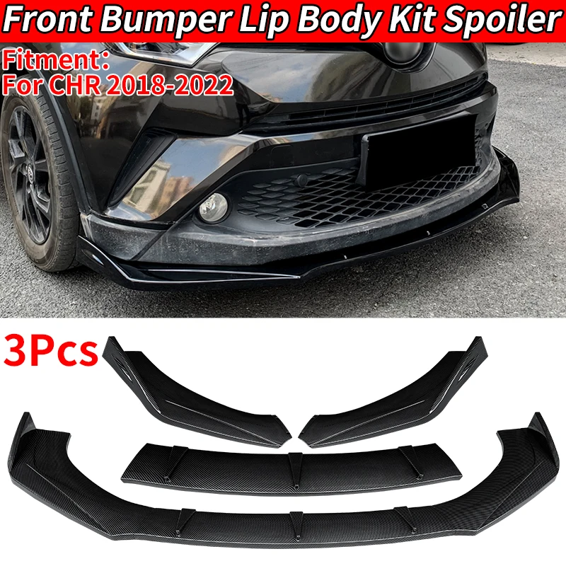 Przedni Splitter Zderzaka Samochodowego CHR 2018 2019 2020 2021 2022, Body Kit, Spoiler, Dyfuzor, Deflektor, Wygląd Karbonu, ABS