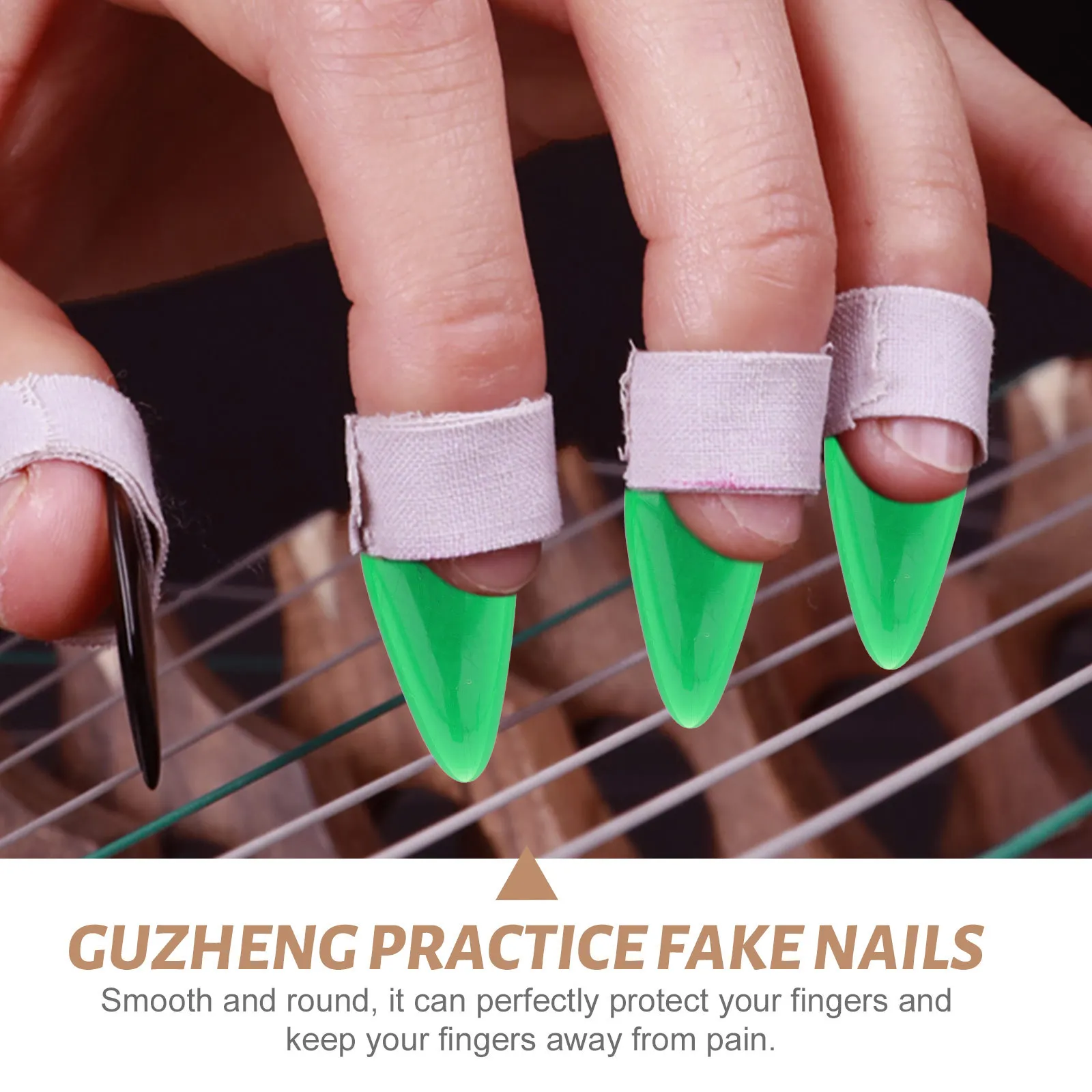 

8 Pcs Fake Nails Finger Picks Instrument Fingertip Protection Covers Green Protectors