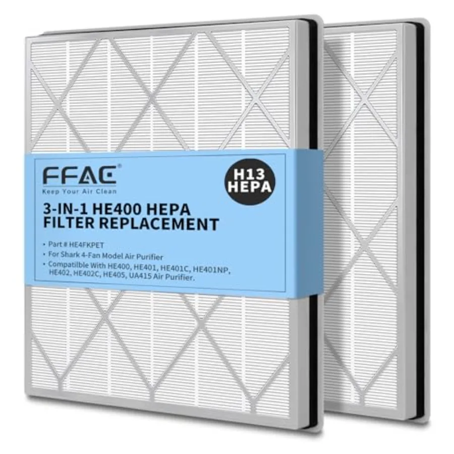 

2 HE40 Filter Replacement for Shark Air Purifier 4-Fan Model, HE402 HEPA Filter Compatible with Shark HE401 HE402 HE405 Air Pur