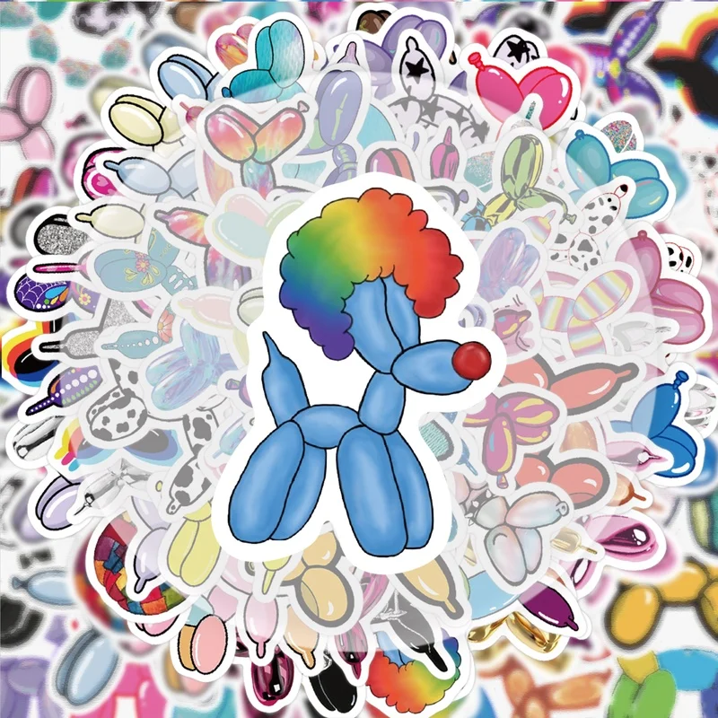 55 Pieces of Balloon Dog Stickers, Vibrant Sticker Decals Suitable for Water Bottles, Laptops, Phone Decorations, Suitcases, Skateboards, Guitars, Gift Boxes, Party Decorations